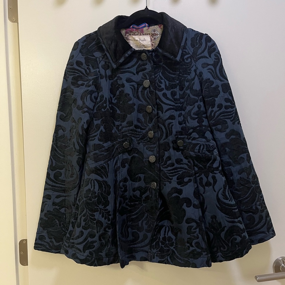 Free People Velvet Brocade Newsroom Coat